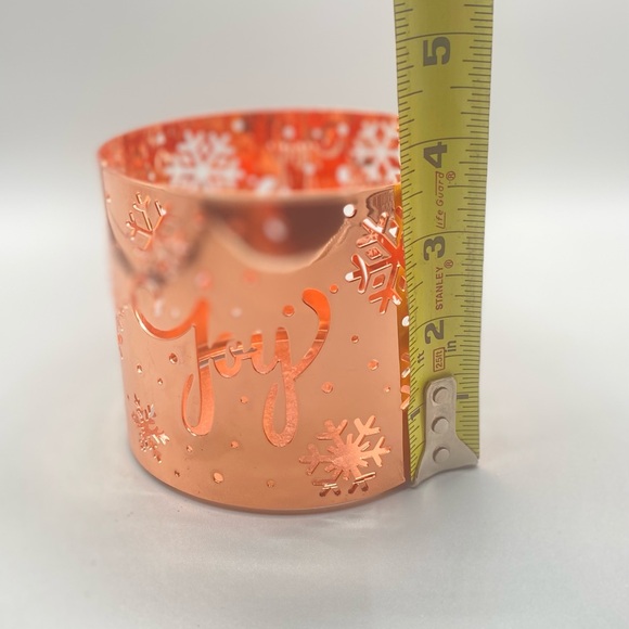 Joy And Snowflake Brilliant Copper Color Leaf THREE WICK CANDLE Holder - Picture 6 of 7